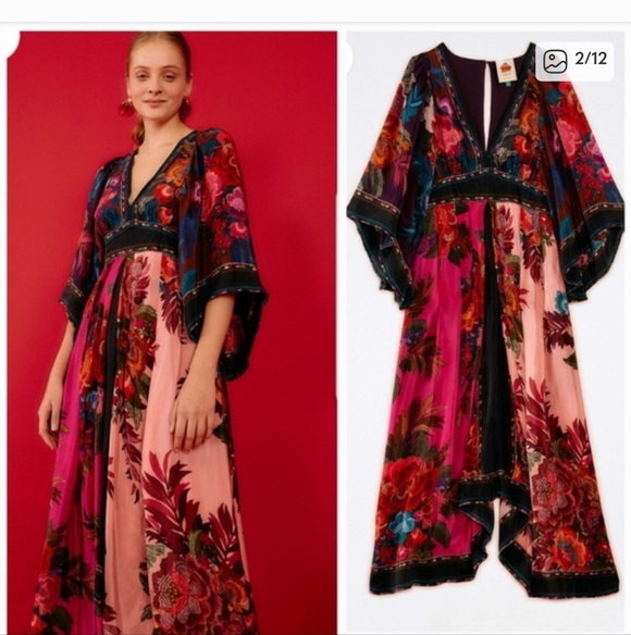 FARM Rio Dresses & Skirts - FARM Rio Floral Maxi Dress - Pink and Black